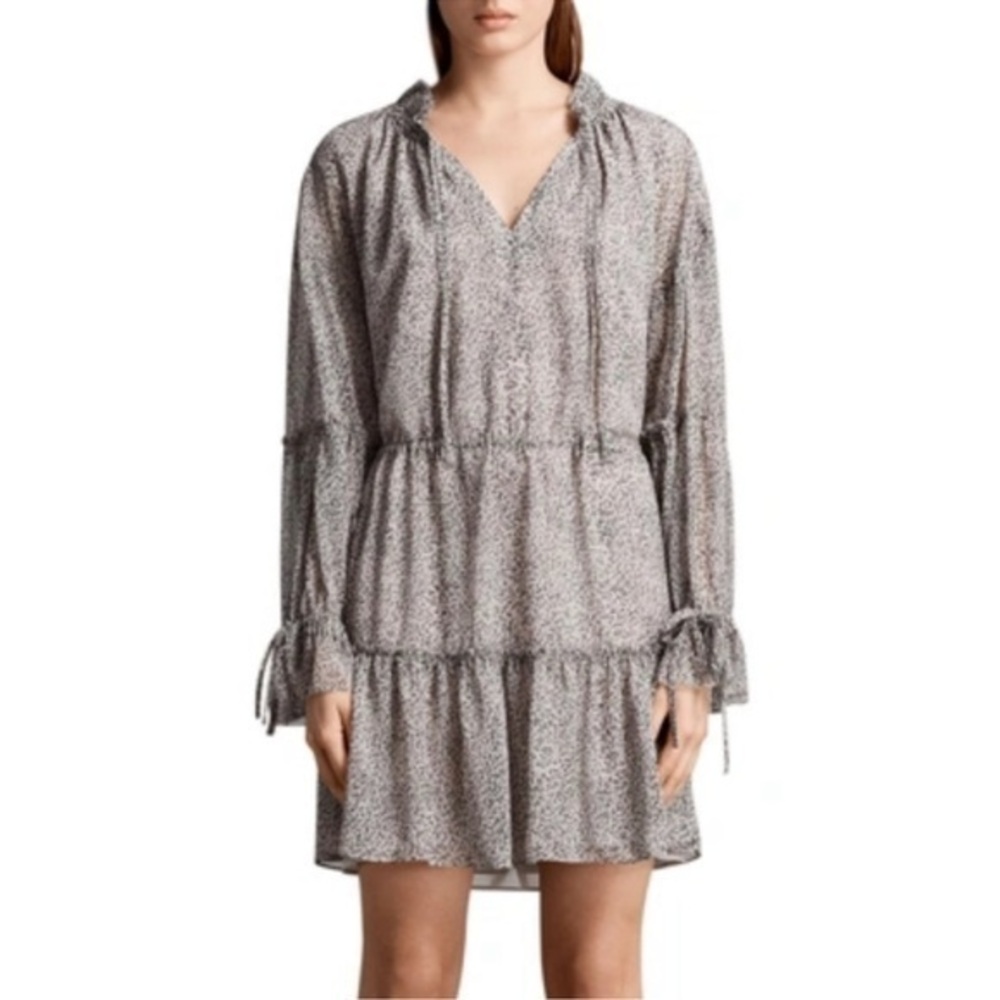 ALL SAINTS Adara Leodot Leopard Print Long Sleeve Dress